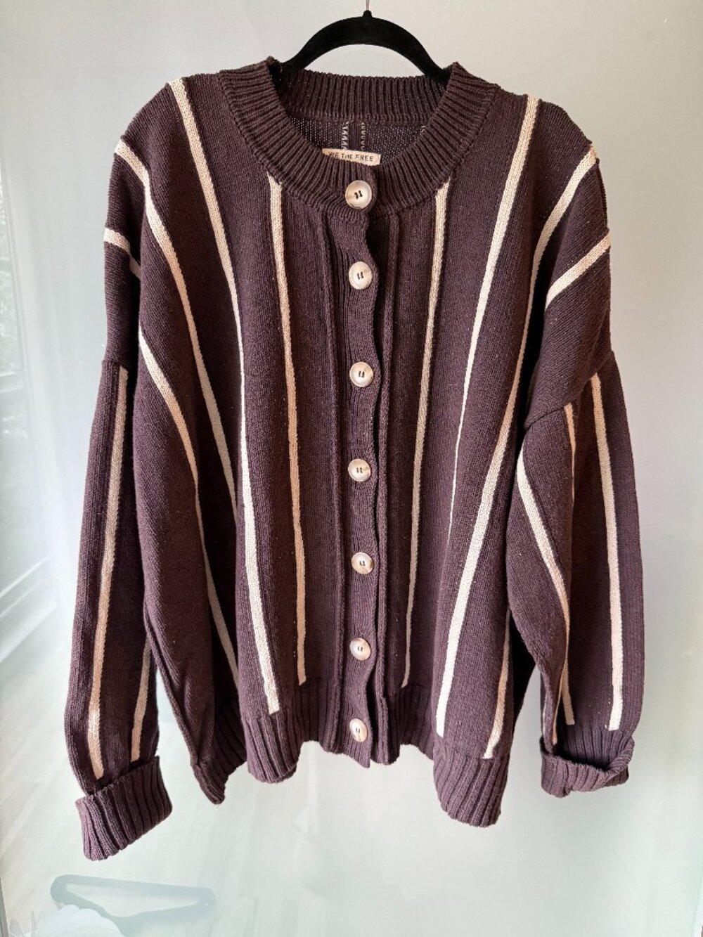 Free People Brown & Tan "We The Free Valencia Cardi"